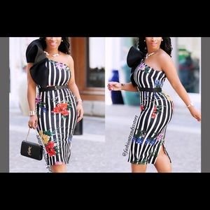 Yellow floral striped dress